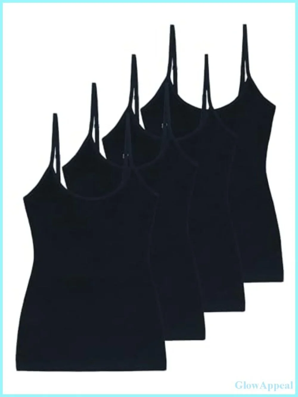 Cotton Adjustable Spaghetti Strap Camisole 4-Pack Slim Fit Layering Tank Top